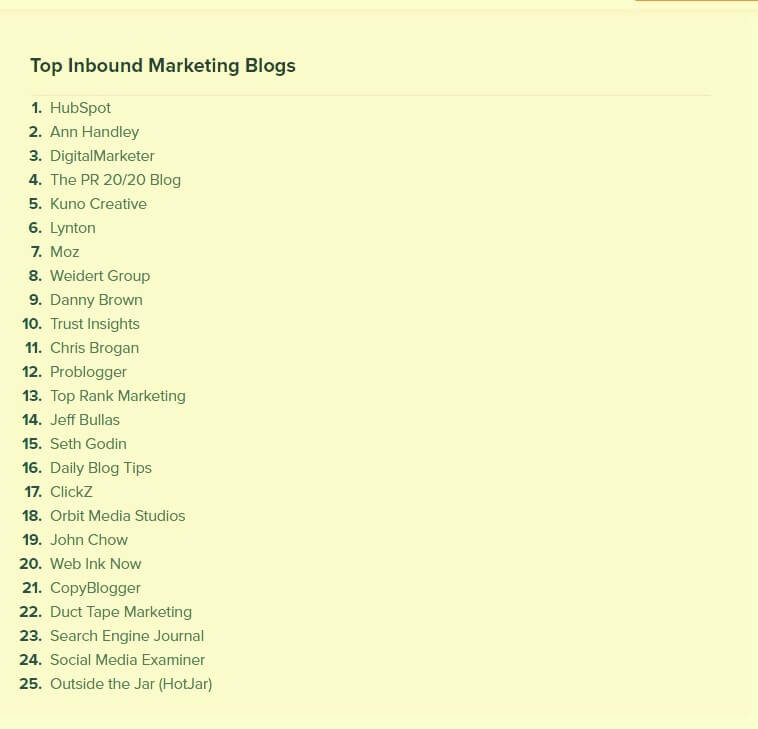List of 25 great inbound marketing blogs in 2019